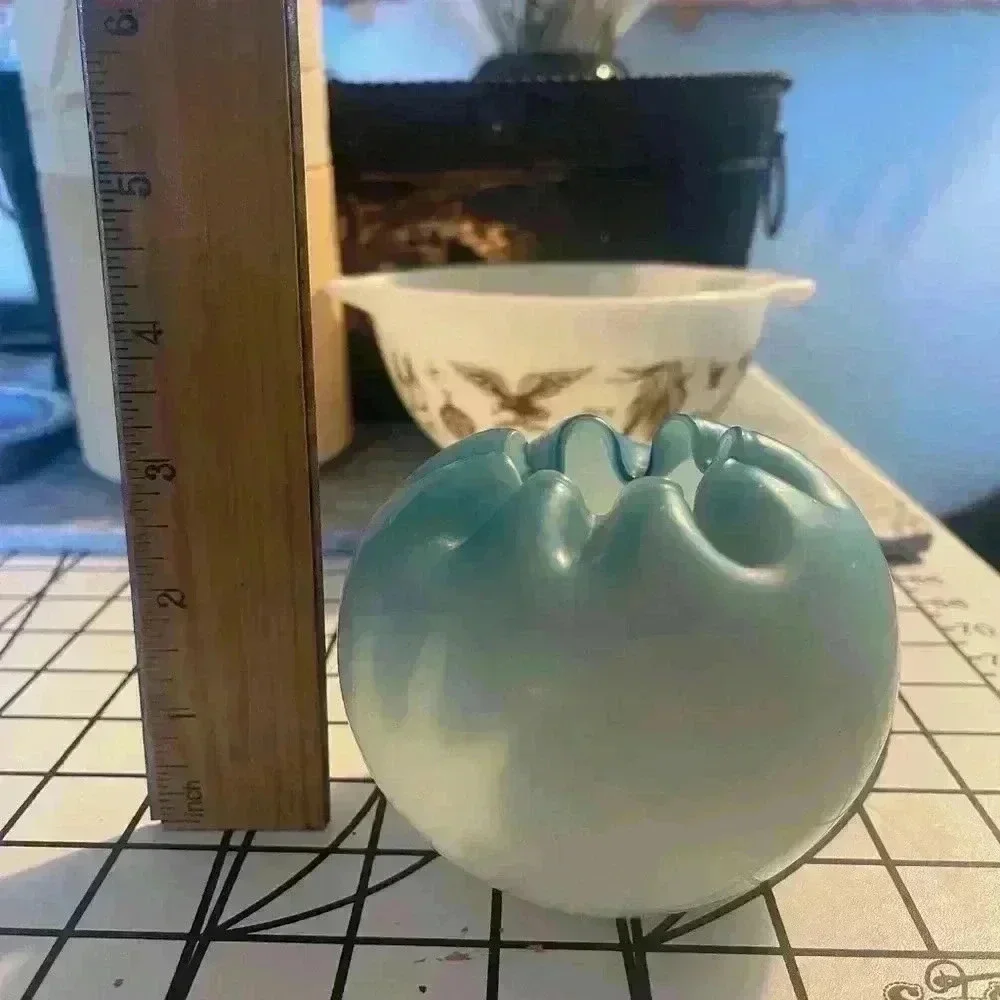 Crimped Vase, Fading Blue Satin